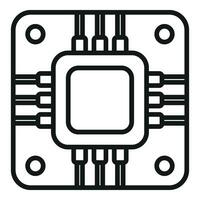 Laptop processor icon outline vector. Button tool wrench vector
