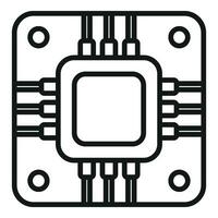 ordenador portátil procesador icono contorno vector. botón herramienta llave inglesa vector