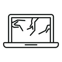 Broken glass of laptop icon outline vector. App fix tool vector