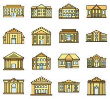 City courthouse icons set vector color