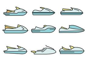 Race jet ski icons set vector color