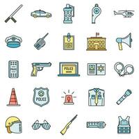 Police equipment element icons set vector color