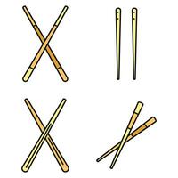bambú palillos íconos conjunto vector color
