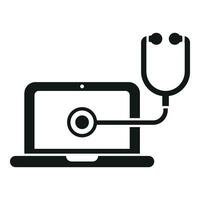 Laptop service stethoscope icon simple vector. Button tool vector