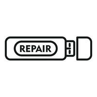 Laptop usb repair icon outline vector. Support remote vector