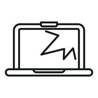 Laptop service broken screen icon outline vector. Update gadget vector