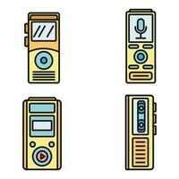 Modern dictaphone icons set vector color