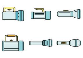 Emergency flashlight icon set vector color