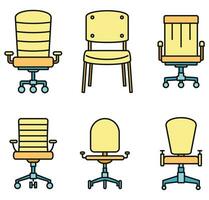 Modern desk chair icons set vector color