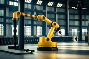 a robotic arm in a factory setting. AI-Generated photo