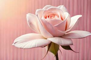 a single pink rose is shown against a pink background. AI-Generated photo