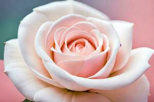 a close up of a pink rose with a green background. AI-Generated photo