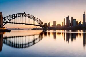 sydney harbour bridge at sunrise. AI-Generated photo