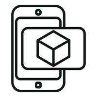 Augmented reality phone app icon outline vector. Video code vector