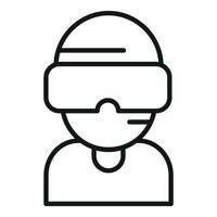 Boy vr headset game icon outline vector. Augmented reality vector