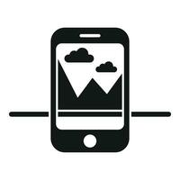 Augmented reality phone landscape icon simple vector. Scan game vector