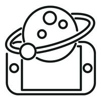 Augmented reality space planet icon outline vector. Game camera vector