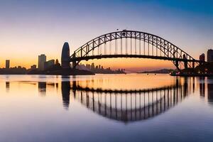 sydney harbour bridge at sunset. AI-Generated photo