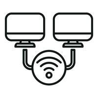 Smart office wifi internet icon outline vector. Online pc vector