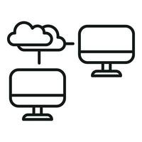 Computer data transfer icon outline vector. Station work vector