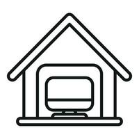 Home smart office icon outline vector. Online computer vector