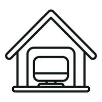 Home smart office icon outline vector. Online computer vector