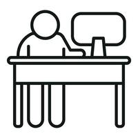 Man at smart desk work icon outline vector. Office work vector