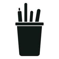 Office pencil pot icon simple vector. Fun table vector