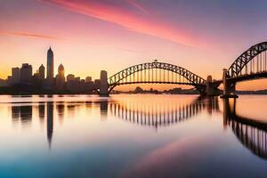 sydney bridge at sunset. AI-Generated photo