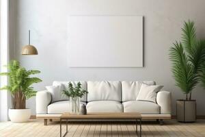 Canvas mockup modern living room .generative AI photo