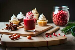 christmas dessert with red and white frosting. AI-Generated photo