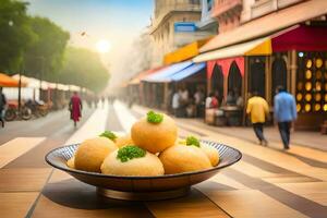 indio calle comida en jaipur. generado por ai foto