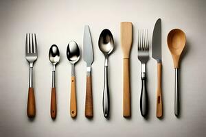 a group of different types of utensils. AI-Generated photo