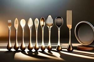 a set of silverware and a spoon. AI-Generated photo