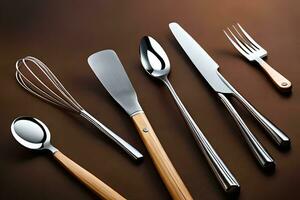 a group of different types of kitchen utensils. AI-Generated photo