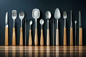 a collection of utensils on a table. AI-Generated photo