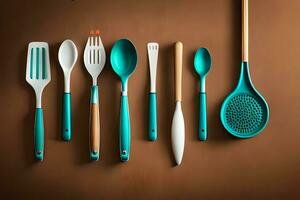 a group of utensils that are made of plastic. AI-Generated photo