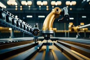 a robotic arm is working on a machine in a factory. AI-Generated photo