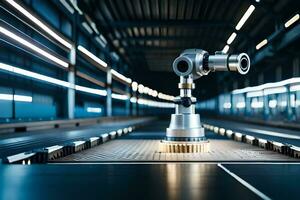 a robot is sitting on a conveyor belt. AI-Generated photo