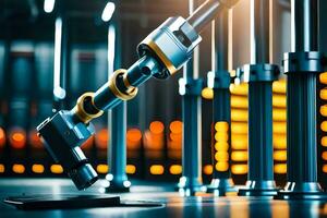 a robotic arm is holding a metal object. AI-Generated photo