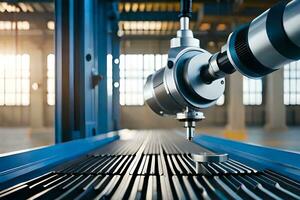 a machine is working on a metal object. AI-Generated photo