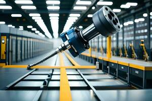 a machine is sitting on a conveyor belt in a factory. AI-Generated photo