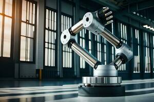 a robotic arm in a factory setting. AI-Generated photo