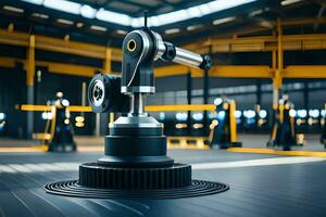 a robot is sitting on a machine in a factory. AI-Generated photo