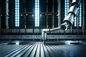 a robot is working on a machine in a factory. AI-Generated photo