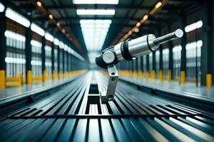 a robot is sitting on a conveyor belt. AI-Generated photo