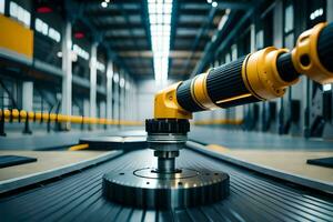 a robotic arm is working on a machine in a factory. AI-Generated photo