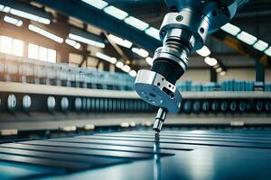 a robotic arm is working on a machine in a factory. AI-Generated photo