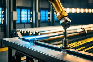 a robotic arm is working on a machine in a factory. AI-Generated photo