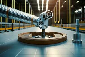 a robot is working on a machine in a factory. AI-Generated photo